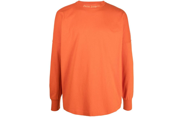 Palm Angels FW22 Orange Crewneck Sweatshirt with Logo Print PMAB001F22JER0022727