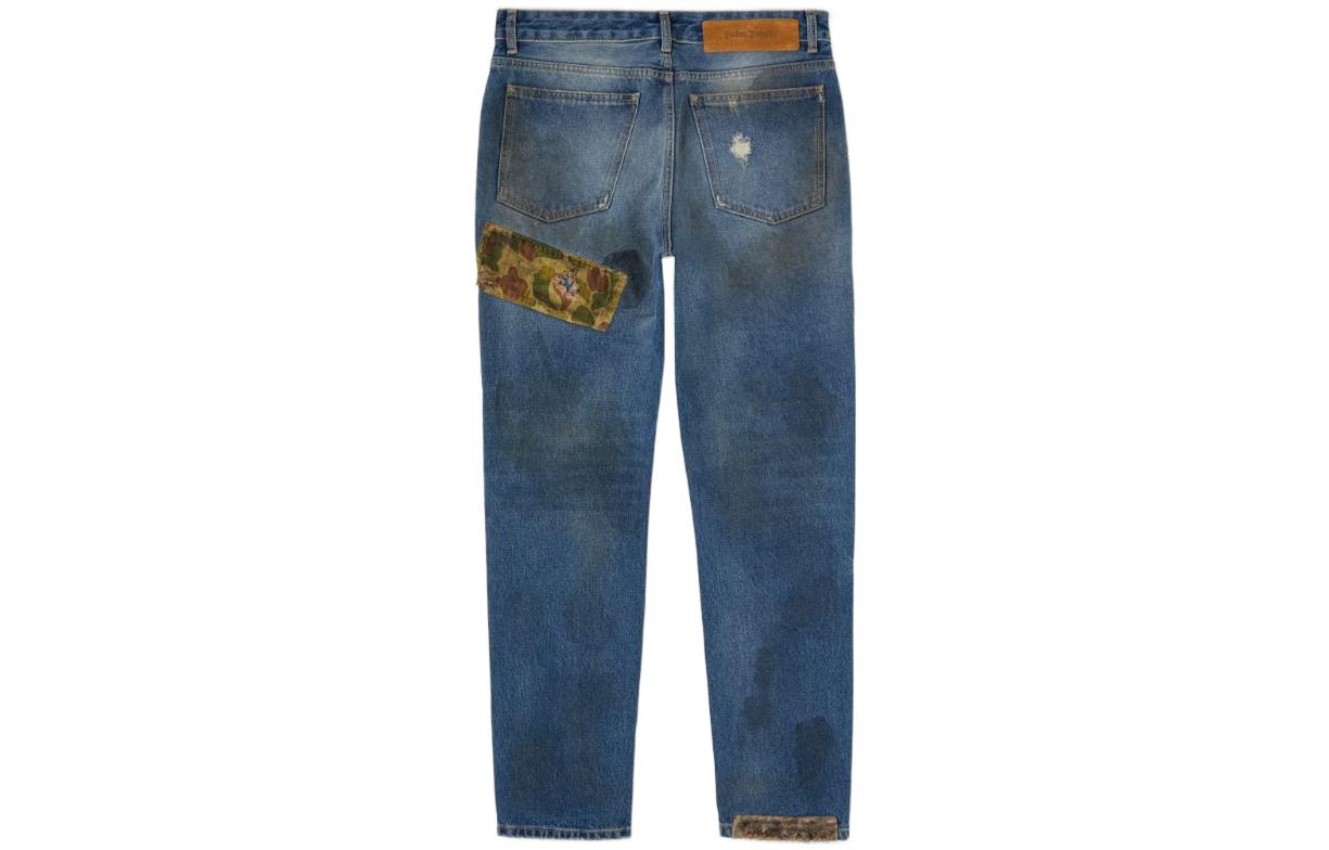 Lookbook PALM ANGELS FW22 Palm Tree Print Blue Denim Jeans Men PMYA012F22DEN0094510