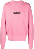 PALM ANGELS FW22 Pink Logo Print Pullover Long Sleeve Sweatshirt for Men. PMBA062F22FLE0013210 PALM ANGELS FW22 Pink Logo Print Pullover Long Sleeve Sweatshirt for Men. PMBA062F22FLE0013210