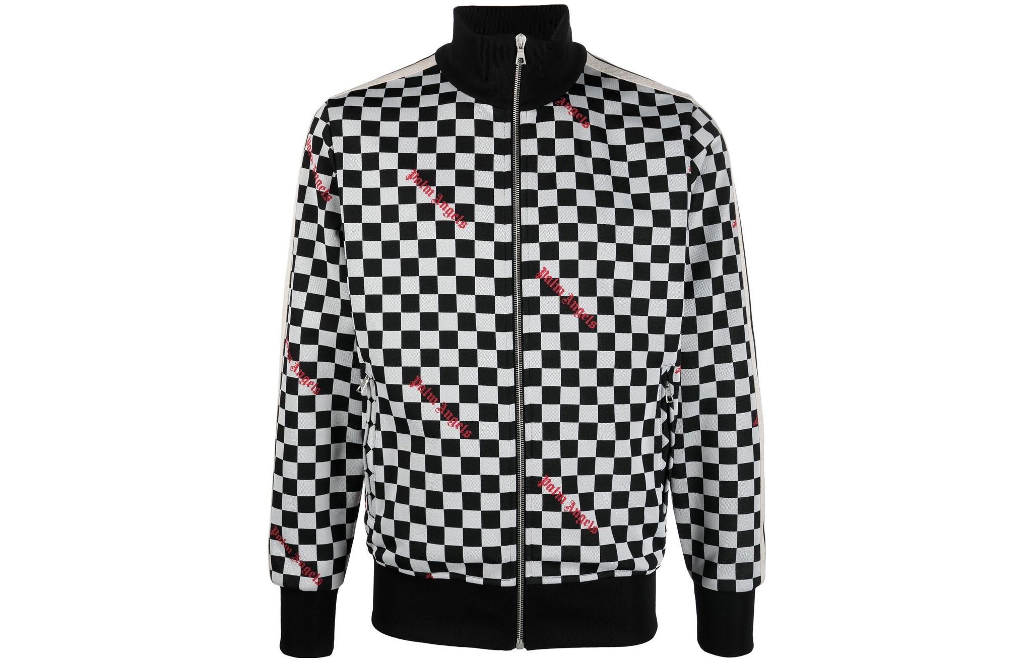 Palm Angels FW22 Plaid Patchwork Track Jacket Black PMBD001F22FAB0041025