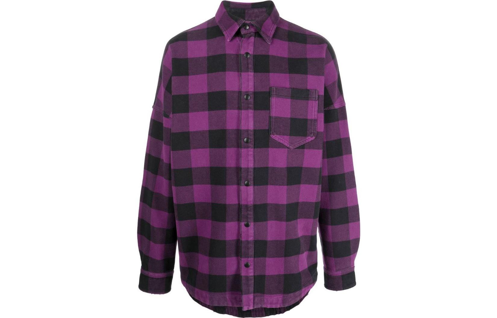 Buy Palm Angels FW22 Purple Checkered Logo Print Button-Up Shirt for Men. PMGA024F22FAB0013701