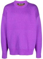 PALM ANGELS FW22 Purple Jacquard Graphic Wool Pullover Sweater . PMHE007F22KNI0013710 PALM ANGELS FW22 Purple Jacquard Graphic Wool Pullover Sweater . PMHE007F22KNI0013710