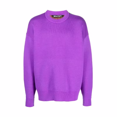 PALM ANGELS FW22 Purple Jacquard Graphic Wool Pullover Sweater . PMHE007F22KNI0013710