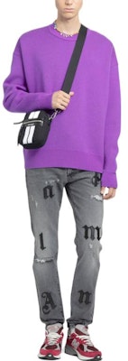 PALM ANGELS 22秋冬 紫色提花圖案羊毛套頭毛衣 PMHE007F22KNI0013710 Lookbook PALM ANGELS 22秋冬 紫色提花圖案羊毛套頭毛衣 PMHE007F22KNI0013710