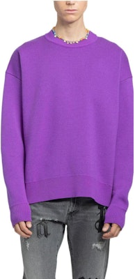 PALM ANGELS 22秋冬 紫色提花圖案羊毛套頭毛衣 PMHE007F22KNI0013710 Shop PALM ANGELS 22秋冬 紫色提花圖案羊毛套頭毛衣 PMHE007F22KNI0013710