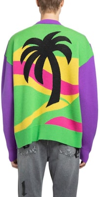 PALM ANGELS 22秋冬 紫色提花圖案羊毛套頭毛衣 PMHE007F22KNI0013710 Purchase PALM ANGELS 22秋冬 紫色提花圖案羊毛套頭毛衣 PMHE007F22KNI0013710