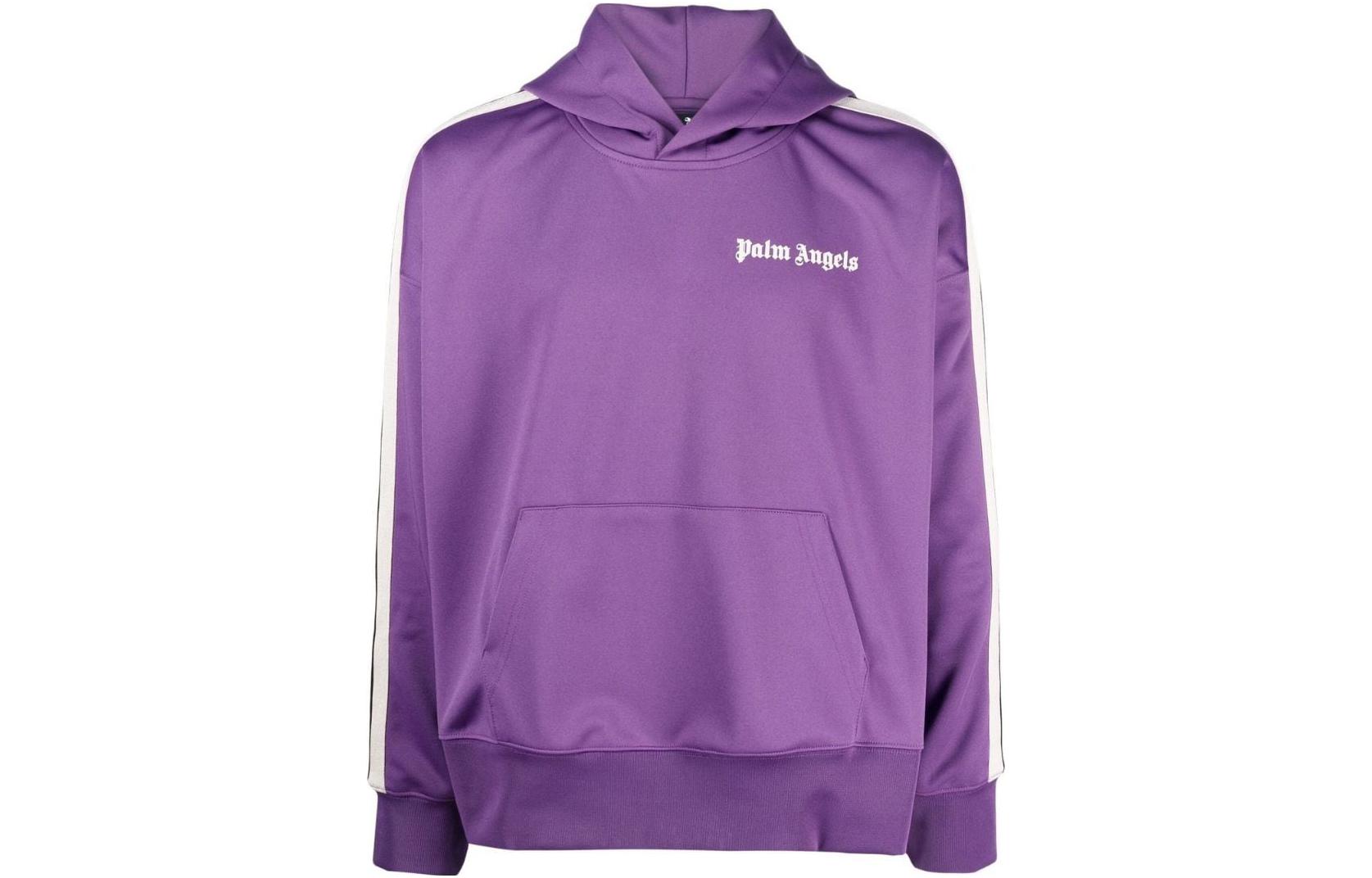 PALM ANGELS FW22 Purple Logo Print Hoodie  Long Sleeve. PMBD043F22FAB00237033703