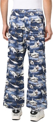 팜 엔젤스 FW22 상어 프린트 와이드 팬츠 블루 블랙 캐주얼웨어. PMCA129S23FAB0024510 Shop 팜 엔젤스 FW22 상어 프린트 와이드 팬츠 블루 블랙 캐주얼웨어. PMCA129S23FAB0024510