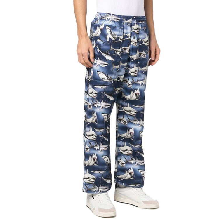 Purchase 팜 엔젤스 FW22 상어 프린트 와이드 팬츠 블루 블랙 캐주얼웨어. PMCA129S23FAB0024510