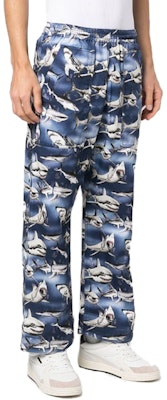 팜 엔젤스 FW22 상어 프린트 와이드 팬츠 블루 블랙 캐주얼웨어. PMCA129S23FAB0024510 Purchase 팜 엔젤스 FW22 상어 프린트 와이드 팬츠 블루 블랙 캐주얼웨어. PMCA129S23FAB0024510