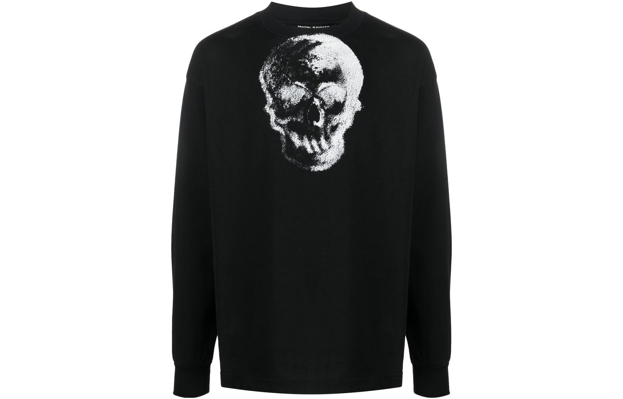 Palm Angels FW22 Skull Print Crewneck Long Sleeve Sweatshirt Black PMAB002F22JER0011001