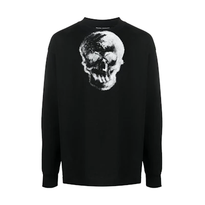 Palm Angels FW22 Skull Print Crewneck Long Sleeve Sweatshirt Black PMAB002F22JER0011001