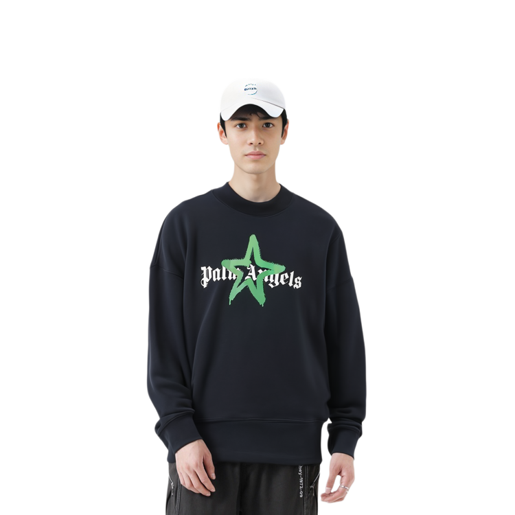 Details for Palm Angels FW22 星星噴漆印花黑綠圓領衫 男款衛衣 PMBA026C99FLE0081055