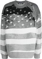 Palm Angels FW22 Star Stripe Print Crewneck Sweatshirt Grey PMHE041F22KNI0010810 Palm Angels FW22 Star Stripe Print Crewneck Sweatshirt Grey PMHE041F22KNI0010810
