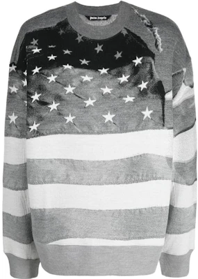 Palm Angels FW22 Star Stripe Print Crewneck Sweatshirt Grey PMHE041F22KNI0010810 Buy Palm Angels FW22 Star Stripe Print Crewneck Sweatshirt Grey PMHE041F22KNI0010810