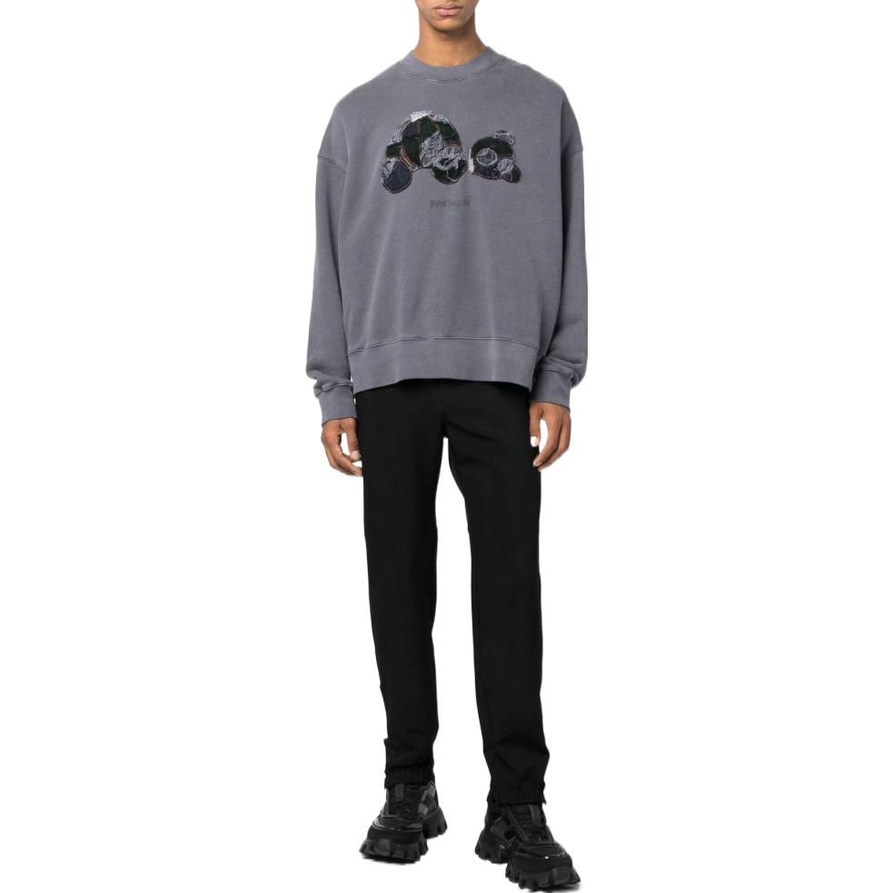 Lookbook PALM ANGELS FW22 Baju Sweatshirt Lelaki Logo Teddy Bear Kelabu. PMBA026F22FLE00249404940