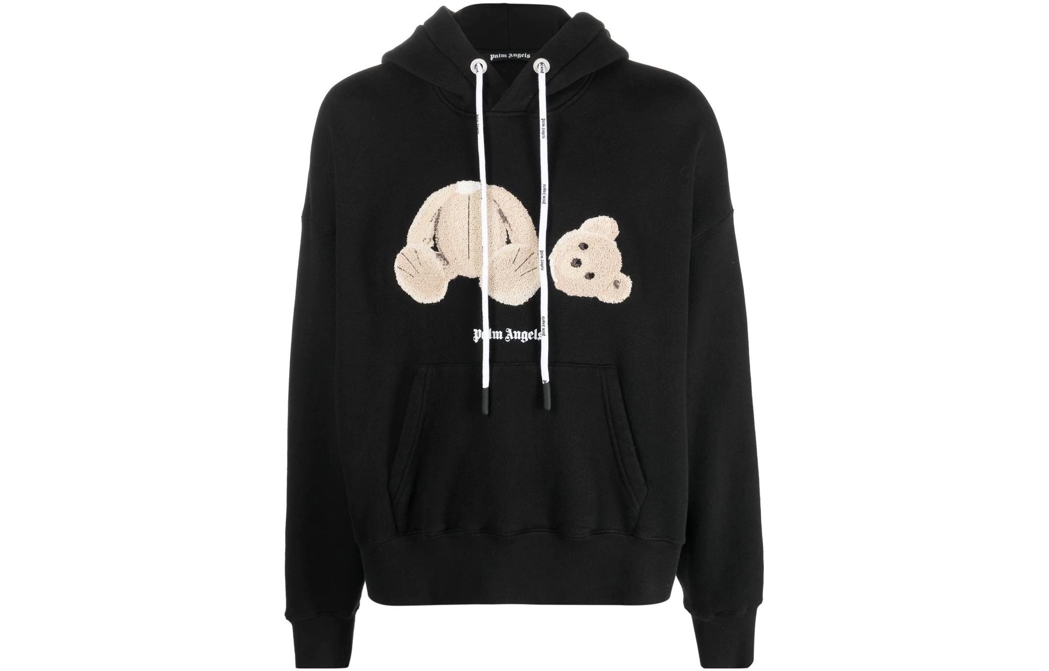 PALM ANGELS FW22 Teddy Bear Logo Print Hoodie  Black PMBB058C99FLE0051060 圖 2