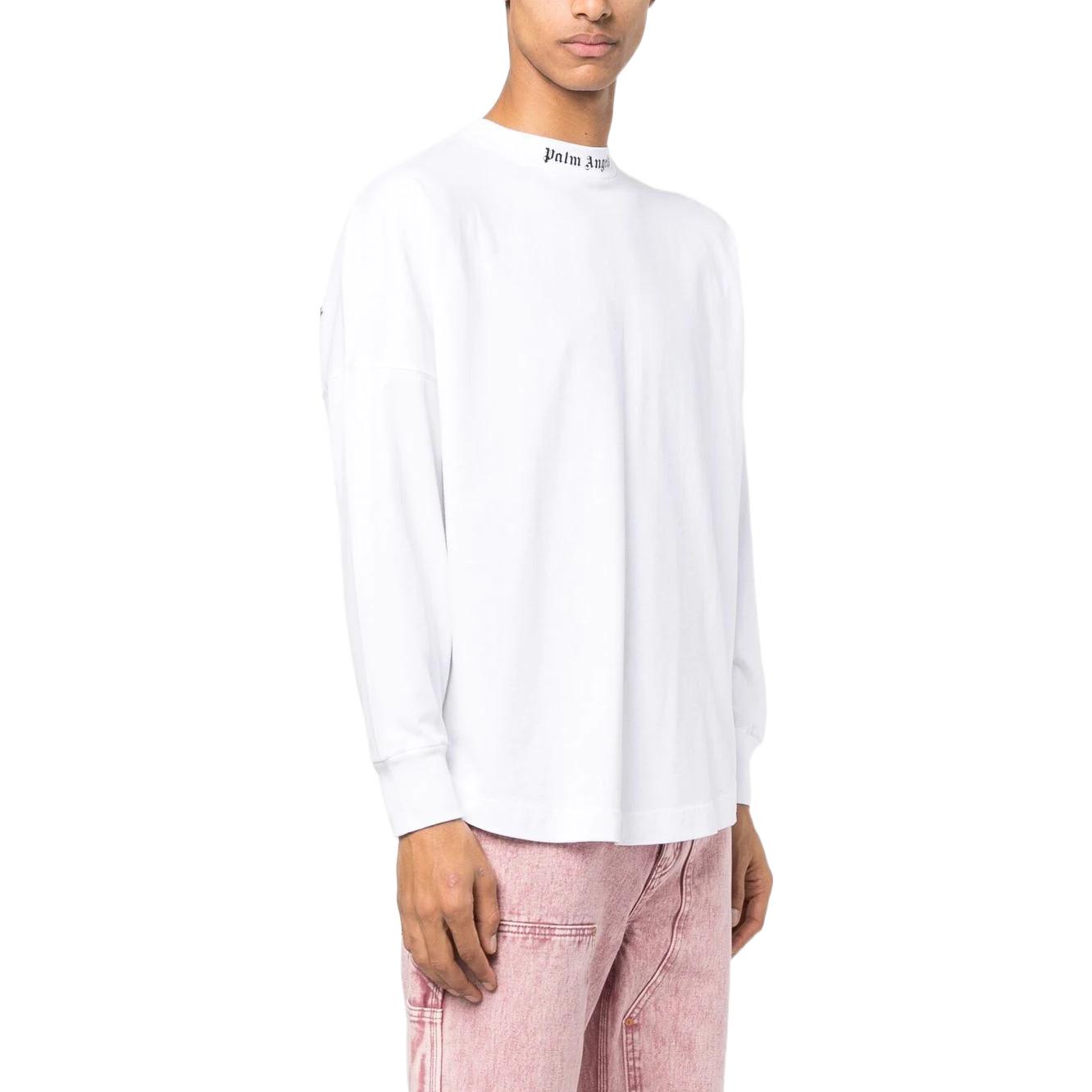 Shop Camiseta Manga Larga Blanca Palm Angels FW22 con Logo Impreso en la Espalda. PMAB001C99JER0040110