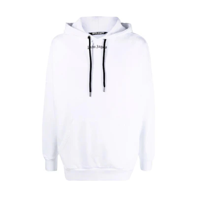 Palm Angels FW22 White Hoodie with Logo Print and Drawstring PMBB036C99FLE0010110