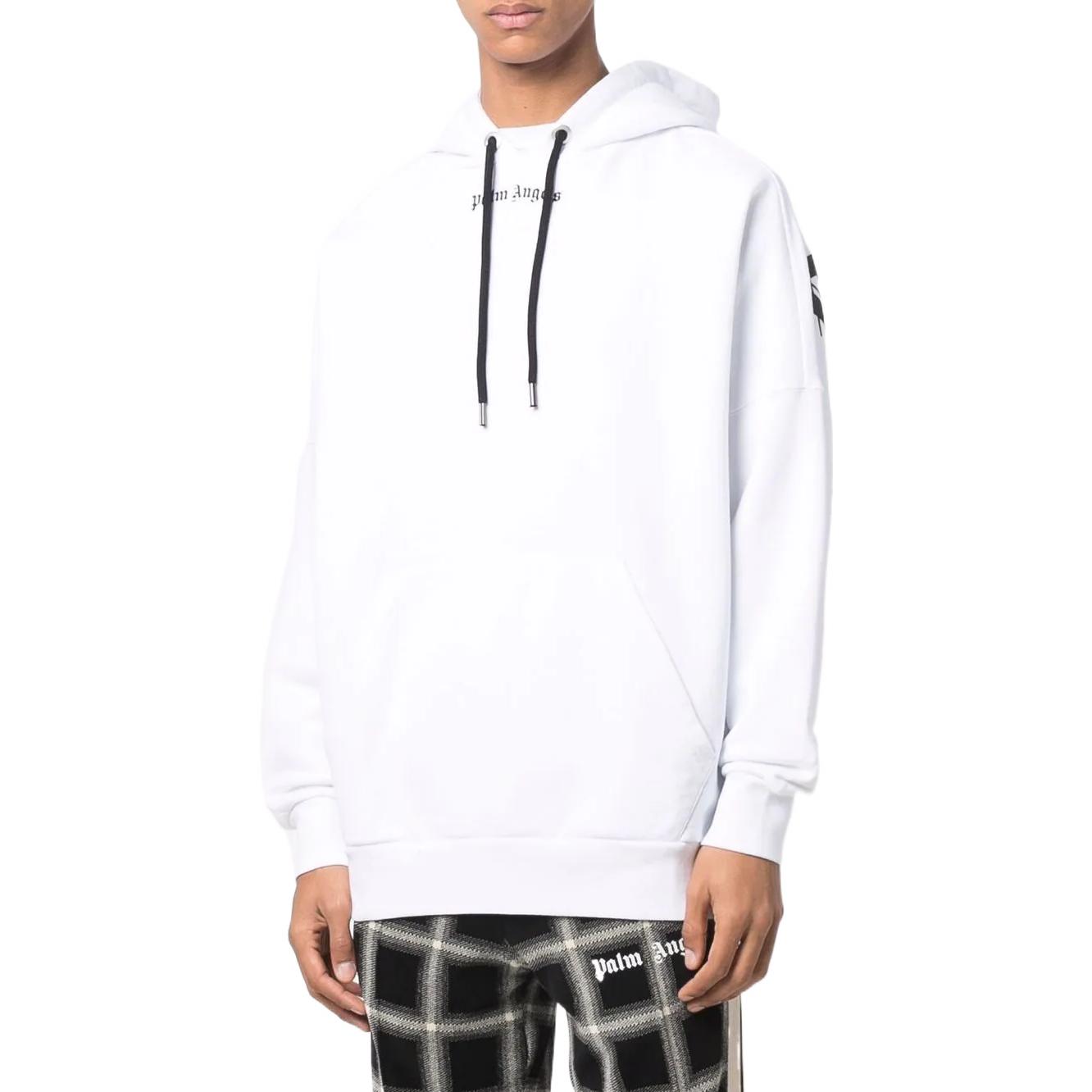 Lookbook Palm Angels FW22 白色連帽衫附Logo印花與抽繩 PMBB036C99FLE0010110