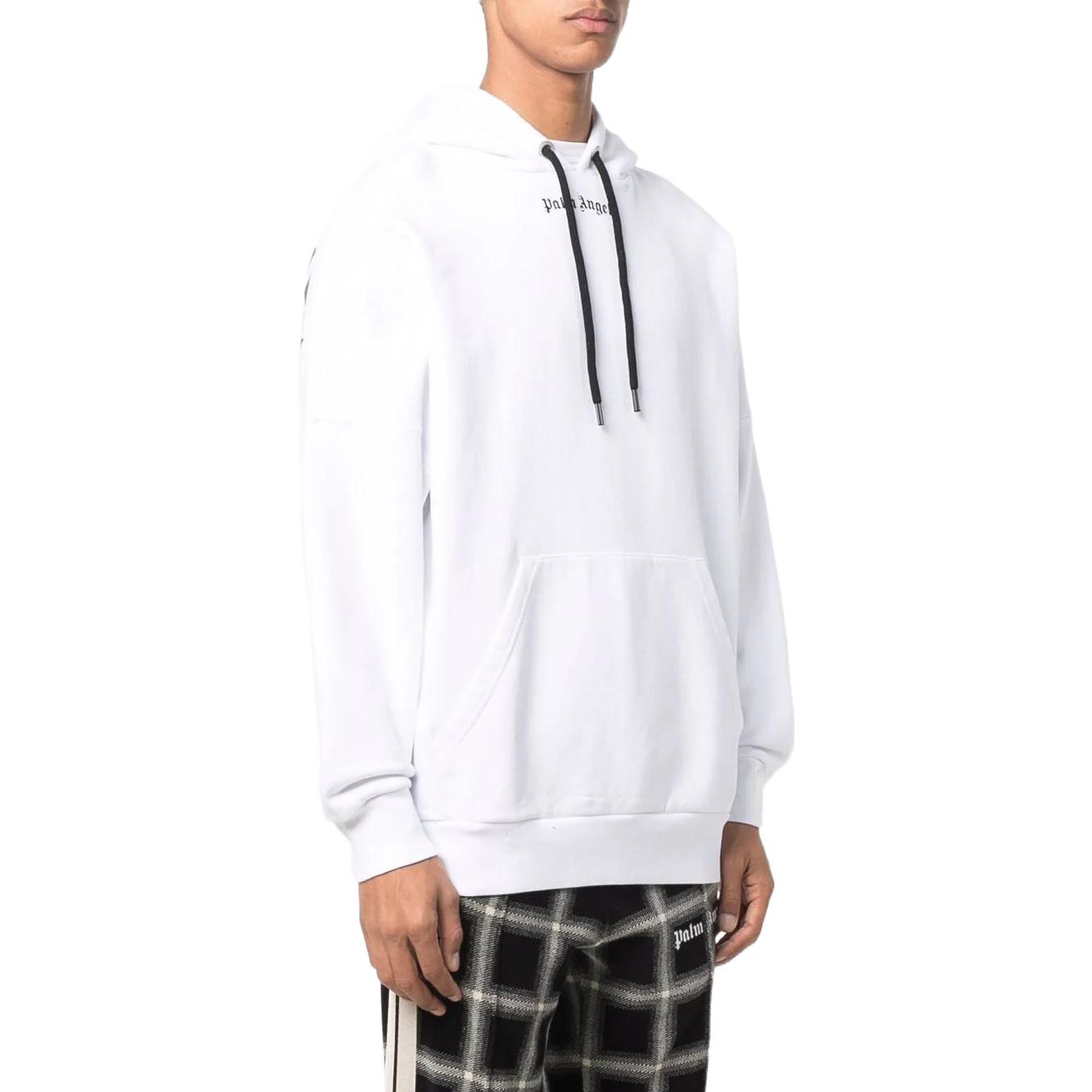 Shop Palm Angels FW22 白色連帽衫附Logo印花與抽繩 PMBB036C99FLE0010110