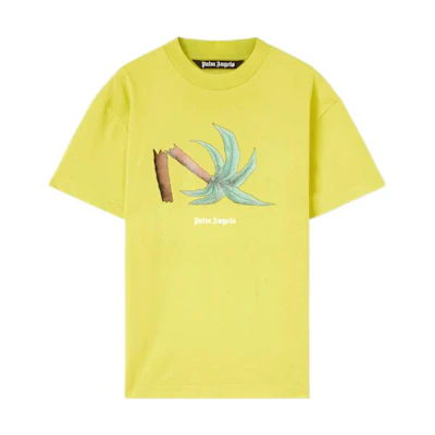 PALM ANGELS FW22 Yellow Broken Palm Tree Graphic T-Shirt Crewneck. PMAA001C99JER0131855
