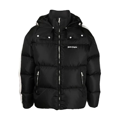 PALM ANGELS FW23 Solid Color Embroidered Zip Hoodie Jacket Men Black PMED028F23FAB0041001