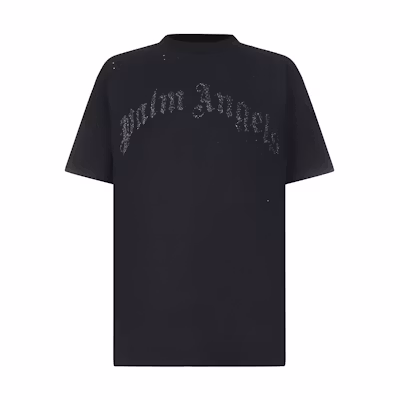 Palm Angels Gold Foil Logo Print Crewneck T-Shirt. PMAA072F22JER0051010