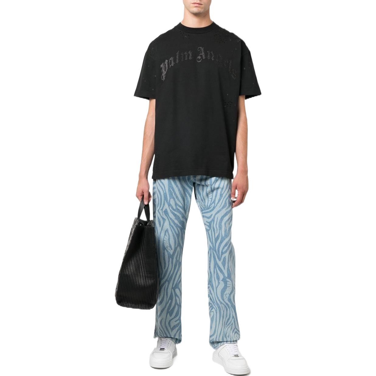 Palm Angels Gold Foil Logo Print  Crewneck T-Shirt. PMAA072F22JER0051010 圖 4