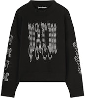 Palm Angels Gothic Studded Black Crewneck Sweatshirt PMBA026F24FLE0031072 Palm Angels Gothic Studded Black Crewneck Sweatshirt PMBA026F24FLE0031072