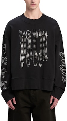 Sudadera Negra Palm Angels Gótica con Tachuelas PMBA026F24FLE0031072 Lookbook Sudadera Negra Palm Angels Gótica con Tachuelas PMBA026F24FLE0031072