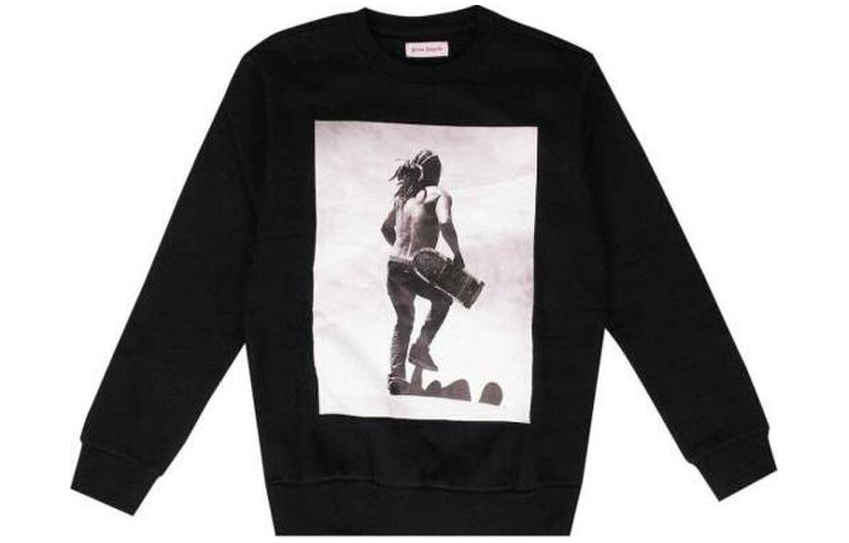 Palm Angels Graphic Print Crewneck Long Sleeve Oversized Sweatshirt Black Mens PMBA001F160880091001