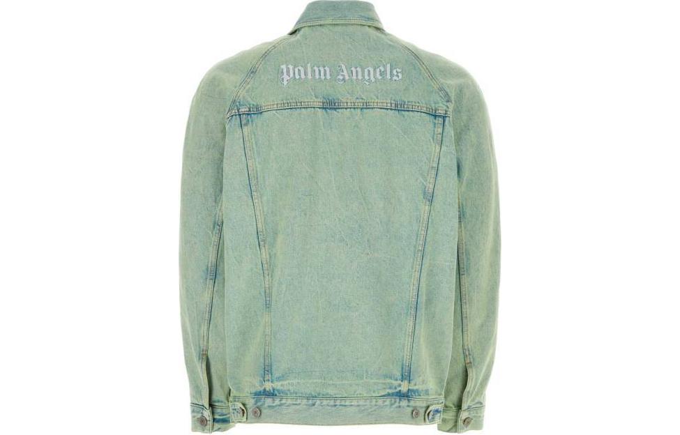 Palm Angels Green Button-Up Denim Jacket  Long Sleeve Outdoor Wear. PMYE038S24DEN0015103 圖 3