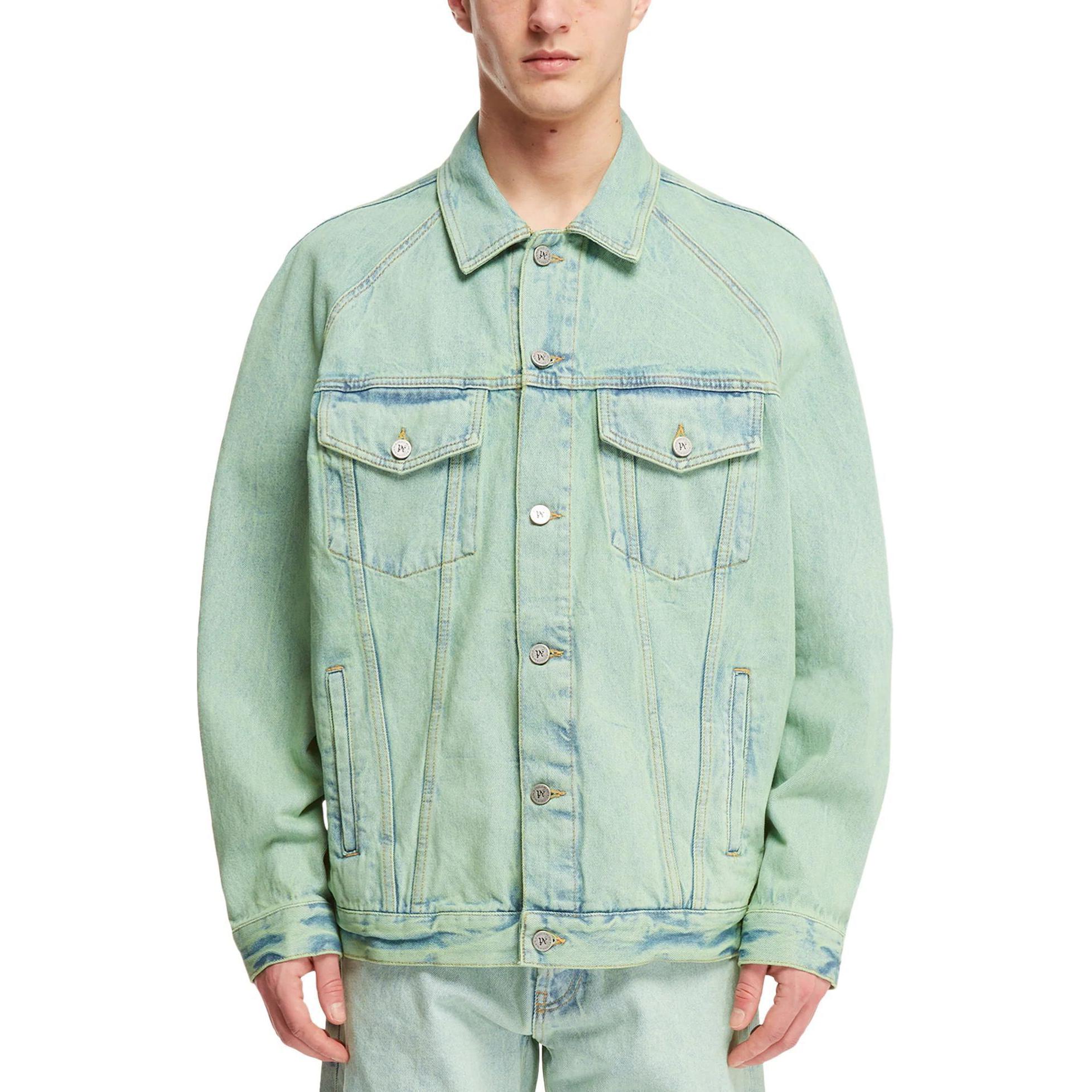 Palm Angels Green Button-Up Denim Jacket  Long Sleeve Outdoor Wear. PMYE038S24DEN0015103 圖 4