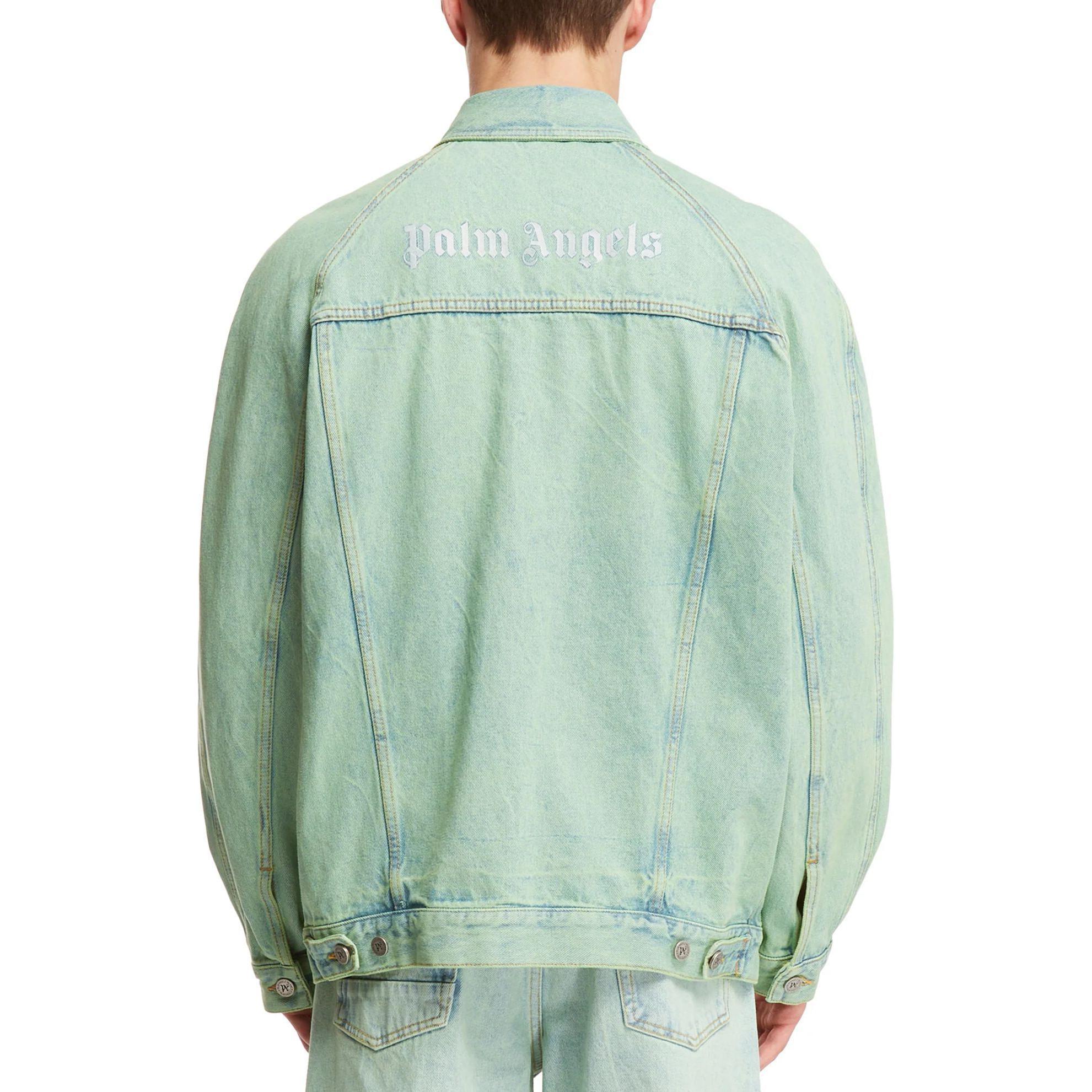 Palm Angels Green Button-Up Denim Jacket  Long Sleeve Outdoor Wear. PMYE038S24DEN0015103 圖 5