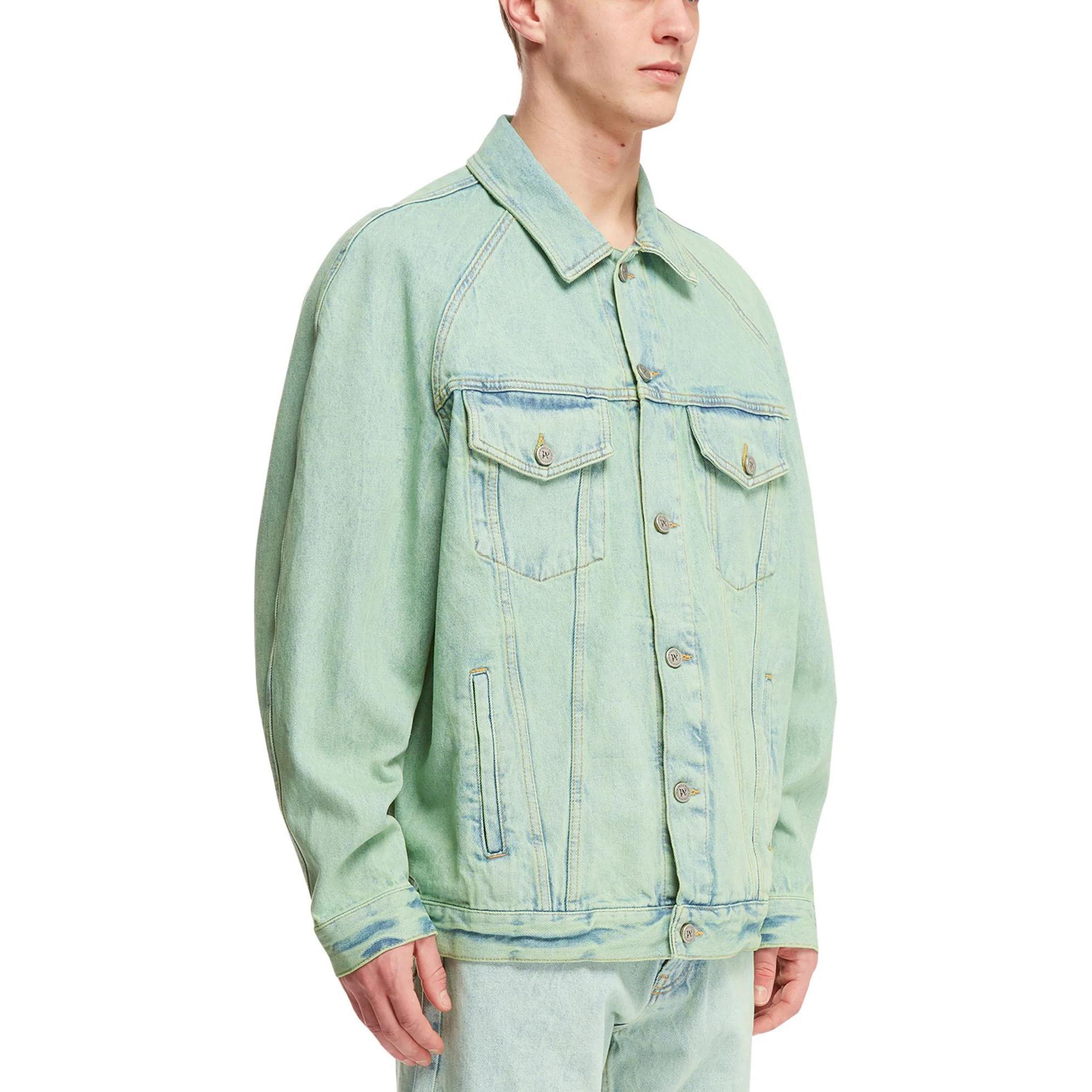 Palm Angels Green Button-Up Denim Jacket  Long Sleeve Outdoor Wear. PMYE038S24DEN0015103 圖 6