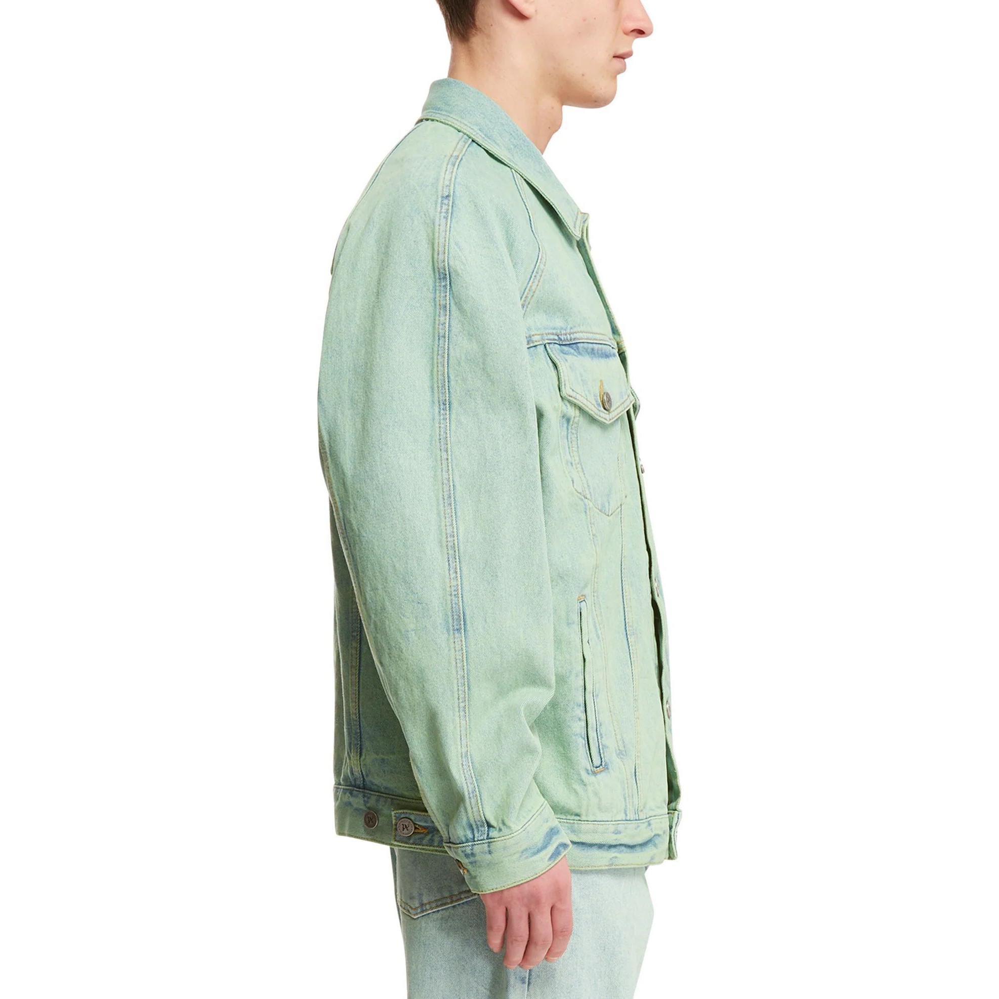 Palm Angels Green Button-Up Denim Jacket  Long Sleeve Outdoor Wear. PMYE038S24DEN0015103 圖 7