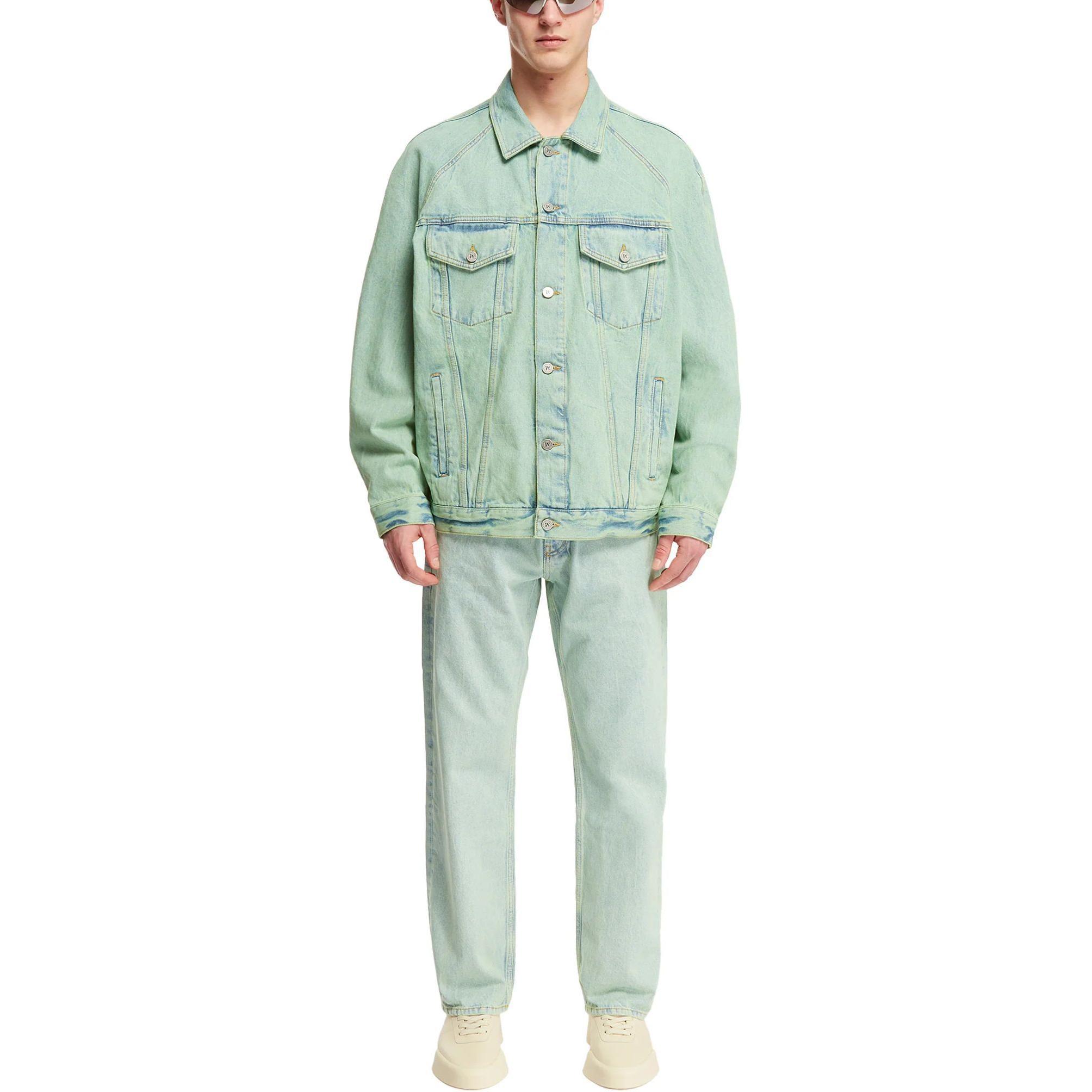 Palm Angels Green Button-Up Denim Jacket  Long Sleeve Outdoor Wear. PMYE038S24DEN0015103 圖 8