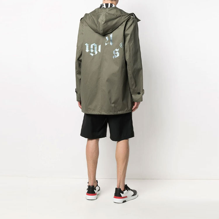 Shop PALM ANGELS Jaket Parka Hijau dengan Cetakan Logo - Kasual dan Selesa. PMEC007R21FAB0015661