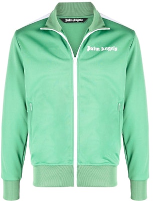 Palm Angels Green Track Jacket with Logo Collar and Long Sleeves PMBD001F21FAB0015501 Buy Palm Angels Green Track Jacket with Logo Collar and Long Sleeves PMBD001F21FAB0015501