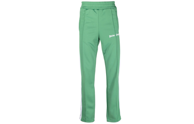Palm Angels Green Track Pants with Logo Print. PMCA007F21FAB0015501