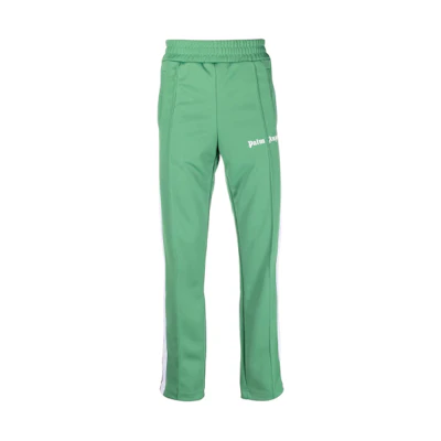 Palm Angels Green Track Pants with Logo Print. PMCA007F21FAB0015501