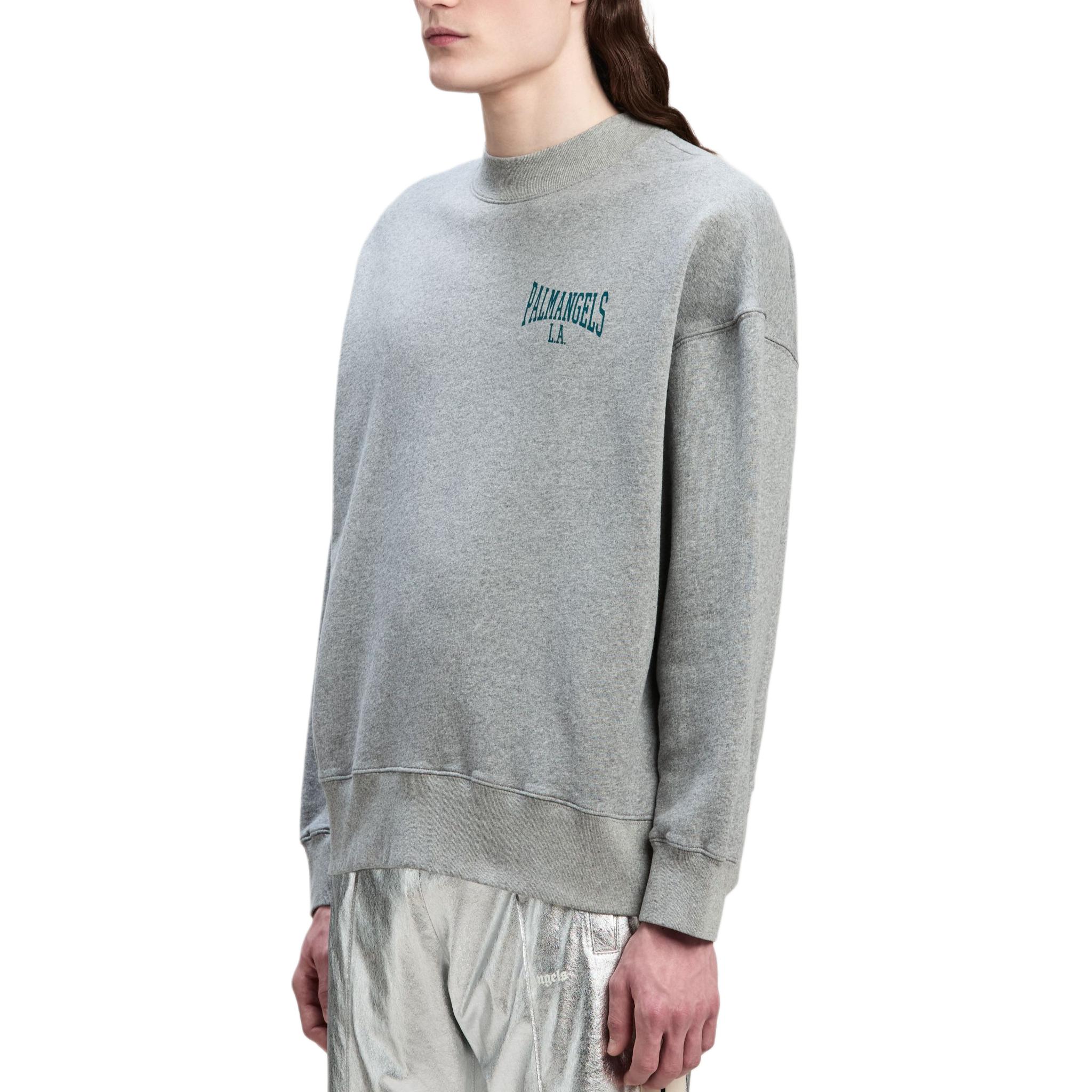 Purchase Palm Angels Grey Oversized Long Sleeve Sweatshirt Men with Logo Print. PMBA026F24FLE0080848