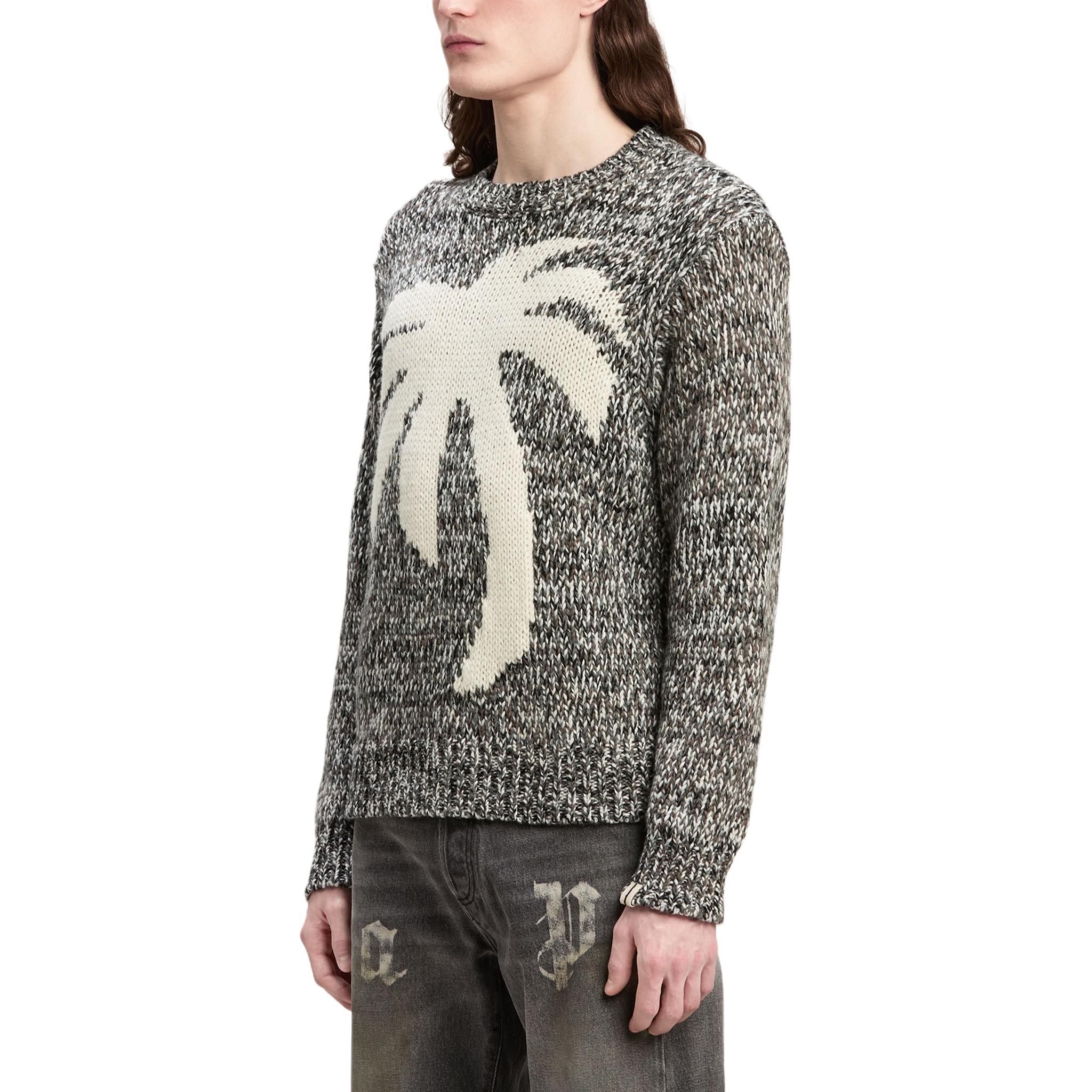 Purchase パームエンジェルス グレー パームプリント クルーネック 長袖 セーター PMHE066F24KNI0010803