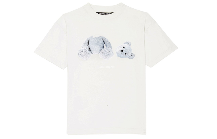 PALM ANGELS Headless Bear Print White T-Shirt PMAA001E20JER0044401