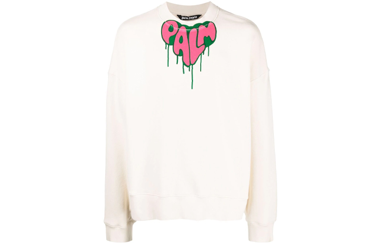 Palm Angels Heart Logo Crewneck Pullover Sweatshirt White PMBA026F21FLE0070332