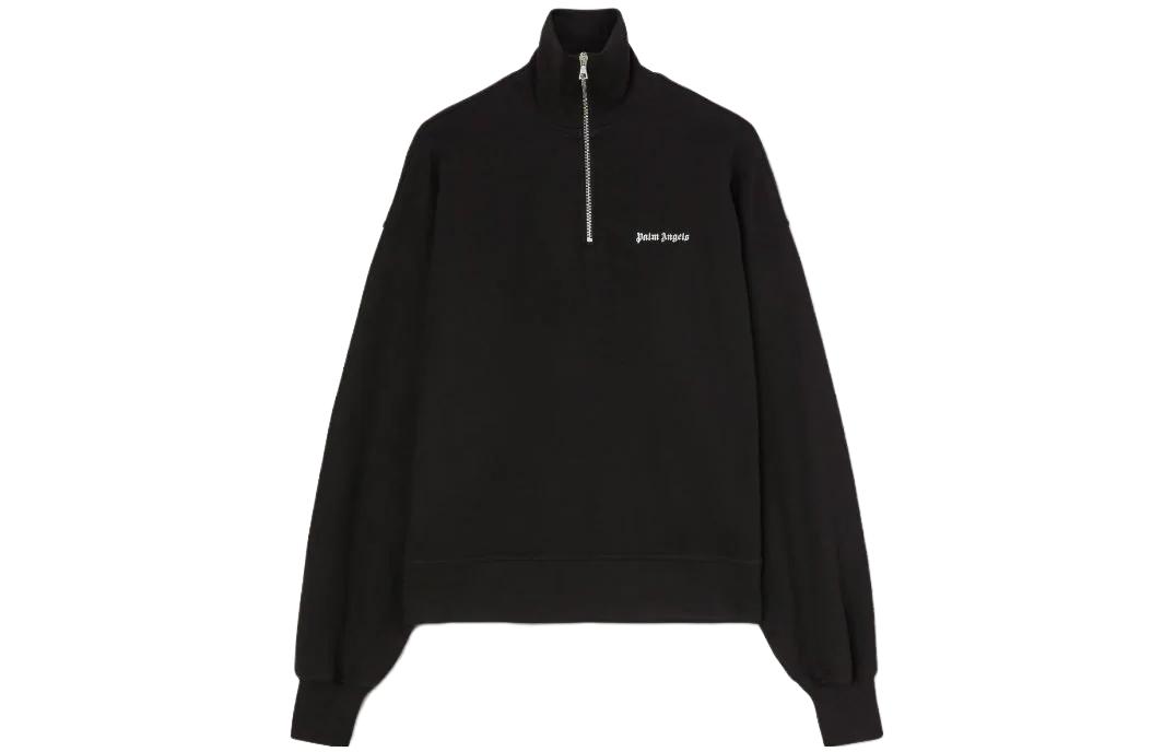 Palm Angels High Neck Embroidered Logo Black Sweatshirt PGBB006F23FLE0012800