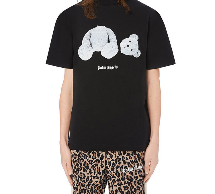 Shop PALM ANGELS 断头冰熊图案黑色男士T恤 PMAA001E20JER0041001