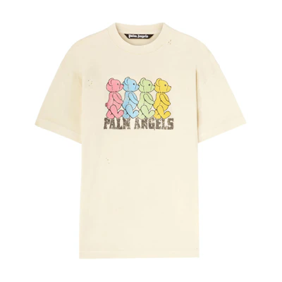 Palm Angels Ivory White Graphic Print Oversized Crewneck T-Shirt. PMAA001S25JER0060B84