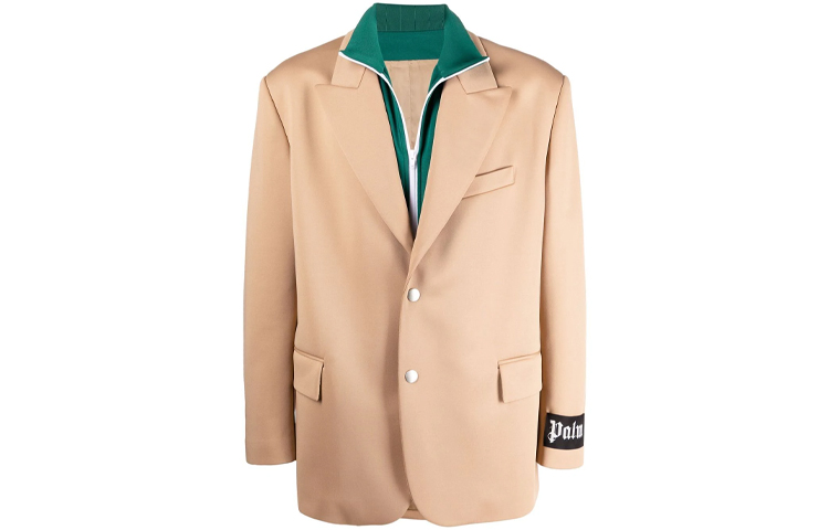 Palm Angels Khaki Double Layered Logo Sports Blazer Jacket. PMEN018F21FAB0016157